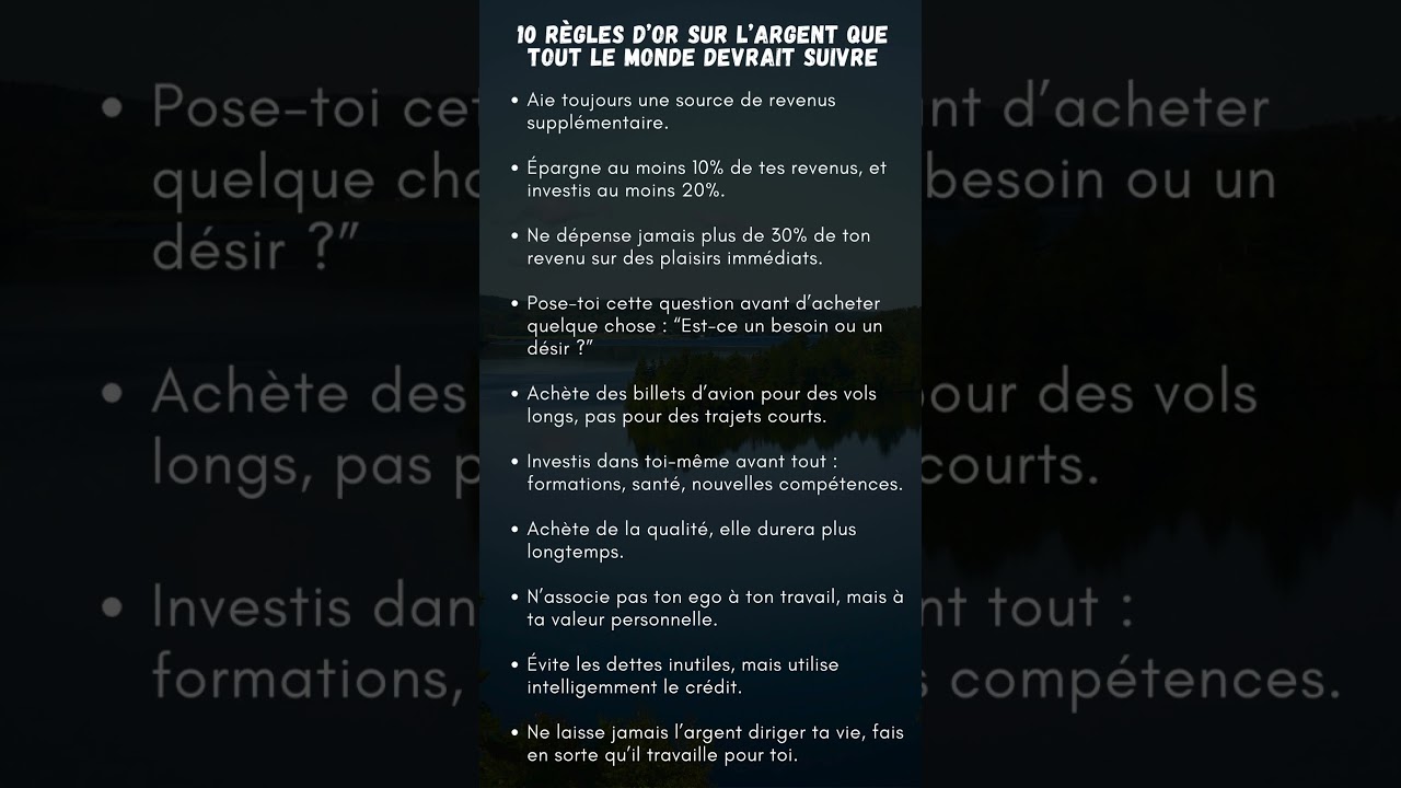 10 règles d’or sur l’argent que tout le monde devrait suivre