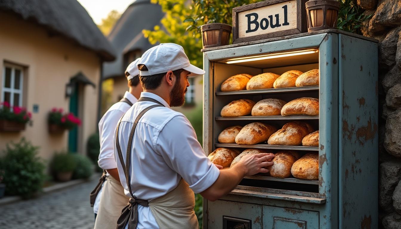 à nuaillé, les boulangers de vezins reprennent la gestion du distributeur automatique de pain, garantissant ainsi un service de qualité et du pain frais disponible 24h/24.