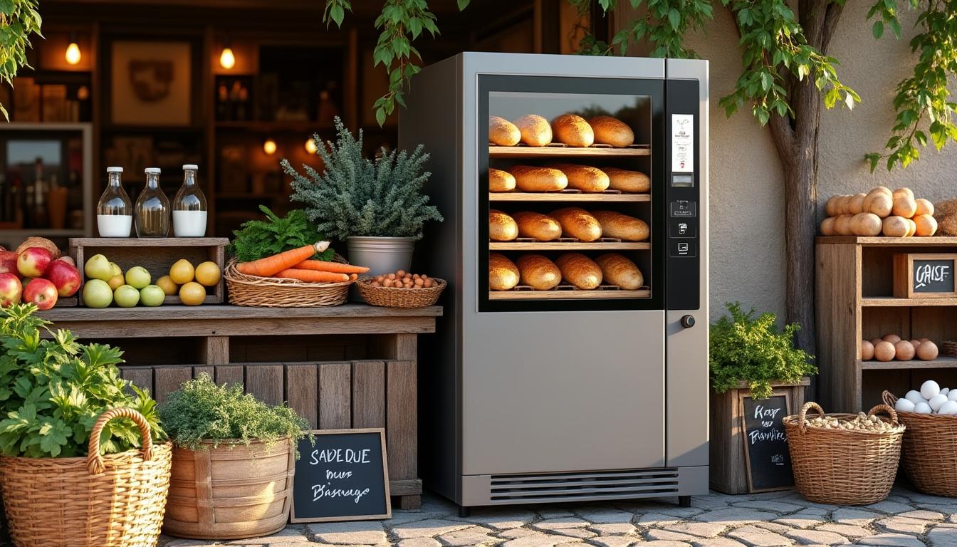 découvrez le nouveau distributeur automatique de baguettes fraîches lancé par ô p’tit marché fermier près d’yvetot, pour savourer du pain artisanal en toute simplicité, à toute heure.